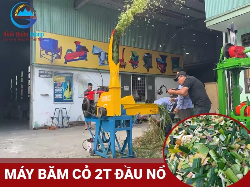 máy băm cỏ công nghiệp 2T đầu nổ